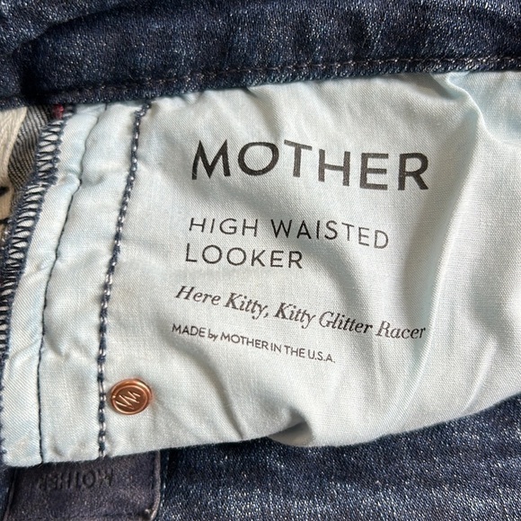 MOTHER High Waisted Looker Jean Here Kitty Kitty Glitter Race Sz 27 - Picture 15 of 15